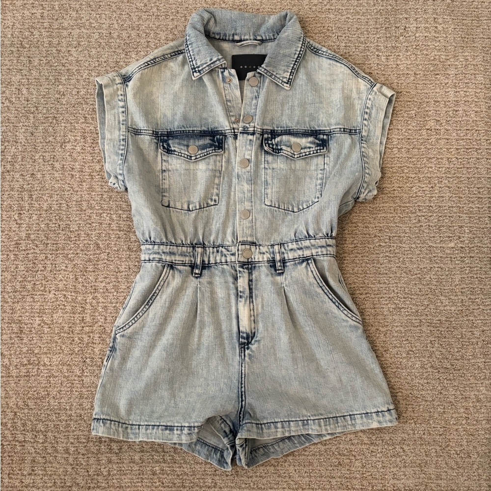 Blank NYC Denim Short Sleeve Romper